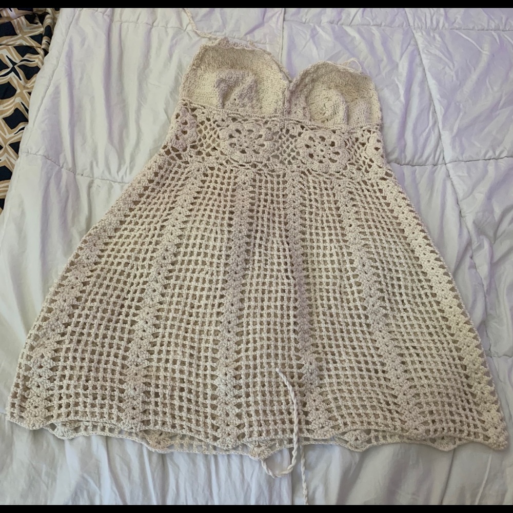 Crochet beach dress small ecru color new